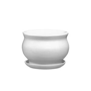 Doniczka ceramiczna z podstawką kokarda 17 x 23,5 cm biały mat symbol 660