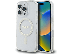 Etui GUESS Glitter Circle MagSafe do iPhone 16 Pro Przezroczysty