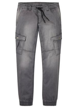 Joggery jeansowe o kroju regular fit z elastyczną gumką w talii, straight