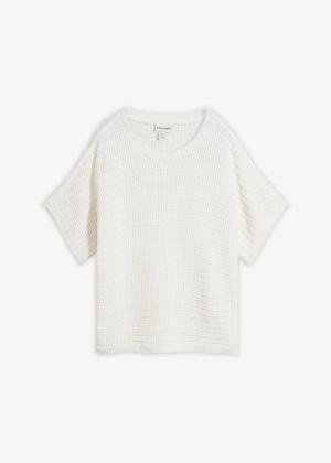 Lekki sweter ażurowy z domieszką lnu