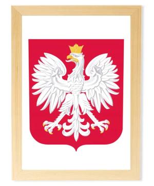 Godło Polski w ramie Drewnianej 21x29,7cm sosnowe