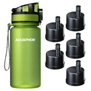 Butelka Filtrująca AQUAPHOR CITY 350 ml + 5 Filtrów do Wody Pitnej Zielona