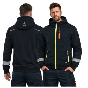 BLUZA ROBOCZA męska Dresowa Odblaskowa rozpinana BHP z Kapturem r. L