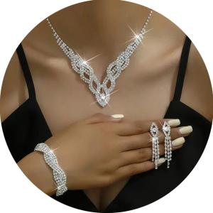 Duży komplet biżuterii srebrnej łezka z cyrkonią glamour z plecionką
