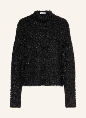 Essentiel Antwerp Sweter Istrana Z Błyszczącą Przędzą I Wiązaniem Pod Szyją schwarz