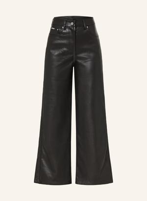 Calvin Klein Jeans Spodnie Marlene W Stylu Skórzanym schwarz