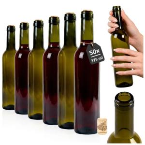 50 szt Szklane butelki Bordeaux 375 ml na WINO NALEWKI SOKI + KORKI do WINA
