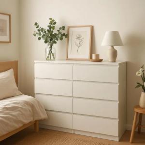 Komoda 100 cm MARTUSIA 100x97x40 cm z szufladami 8 szuflad do sypialni i salonu biała