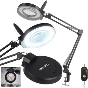 Lampa Lupa LED Kosmetyczna 24W Powiększająca Do Rzęs Do Biurka Czarna 83 cm