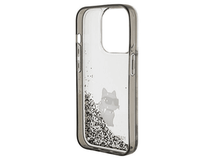 Etui KARL LAGERFELD Hardcase Liquid Glitter Choupette do iPhone 15 Pro 6,1 cala Przezroczysty KLHCP15LLKCNSK