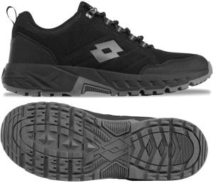 BUTY MĘSKIE LOTTO KETCHAM SPORTOWE CZARNE TREKKING SKÓRA ROZMIAR 46