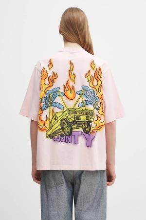 Marcelo Burlon t-shirt bawełniany County Flame Boxy T-Shirt Pink Red