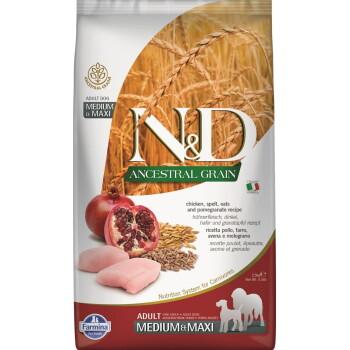 N&D Farmina Ancestral Grain Adult Medium/Maxi Kurczak, orkisz i owoc granatu 2,5 kg