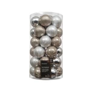 Bombki plastikowe mix śr. 6 cm srebrny, przydymiony 37 szt.