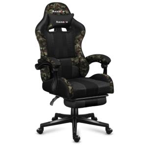 Fotel Gamingowy Obrotowy HUZARO Force Camo MESH Podnóżek Materiałowy