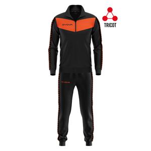 GIVOVA dres sportowy męski komplet bluza i spodnie Triacetato czarny/pomarańczowy (XL)