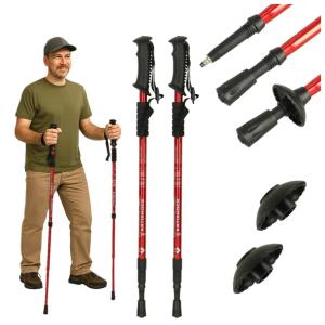 KIJKI TREKKINGOWE KIJE DO NORDIC WALKING SKŁADANE REGULOWANE 2 SZT CZERWONE