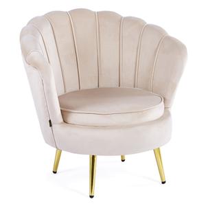 Fotel muszelka ELIF Glamour | Welur | Beżowy | Nogi złote | OUTLET