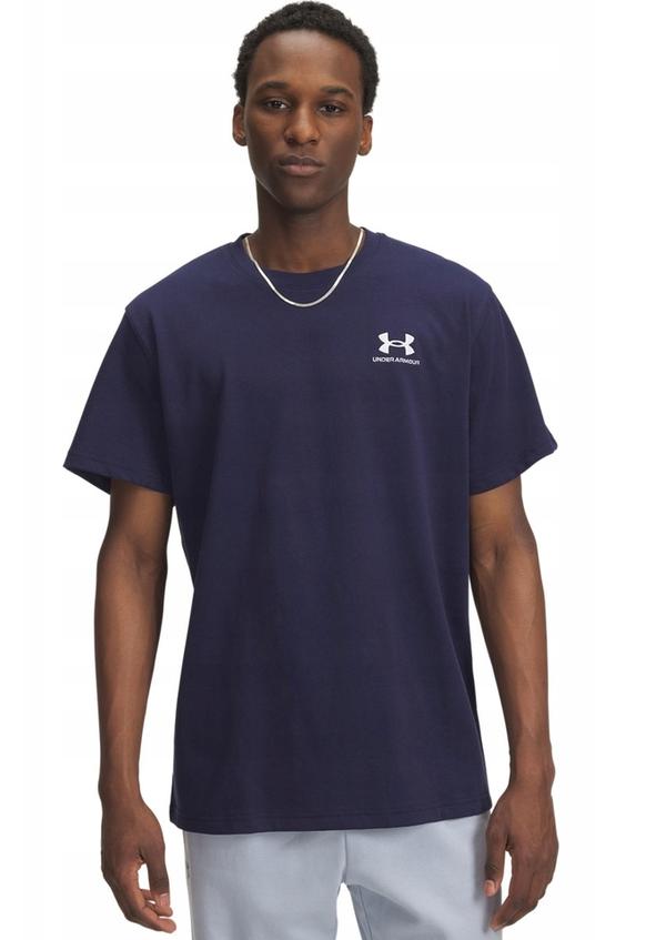 UNDER ARMOUR męski t-shirt bawełniany M LOGO EMB HEAVYWEIGHT SS granatowy (L)