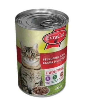MOKRA KARMA DLA KOTA PUSZKA 415G EVRA WOŁOWINA KAWAŁKI W SOSIE