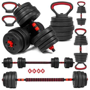 HANTLE regulowane 2x15KG sztanga KETTLEBELL zestaw HANTLI 6w1 GRYFY uchwyty