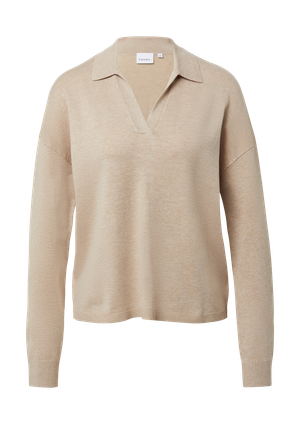 Sweter z cienkiej dzianiny z mieszanki wiskozy z kołnierzykiem polo