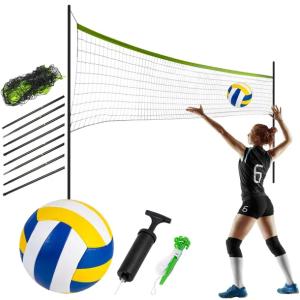 ZESTAW DO SIATKÓWKI 2w1 SŁUPKI STELAŻ SIATKA PIŁKA BADMINTON 570 cm