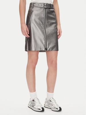 DKNY Spódnica z imitacji skóry P4JN6XIM Srebrny Regular Fit
