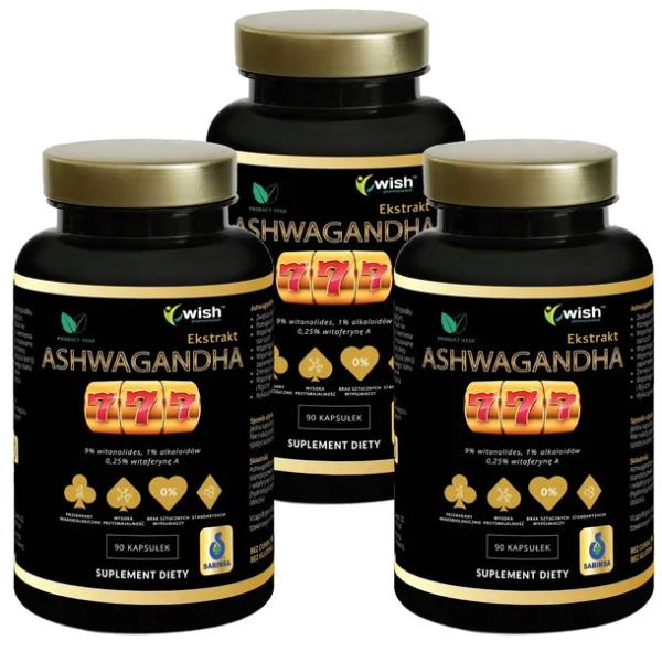 MOCNA ASHWAGANDHA 777 9% WITANOLIDÓW Żeń-Szeń Adaptogen Stres Pamięć 270 ka
