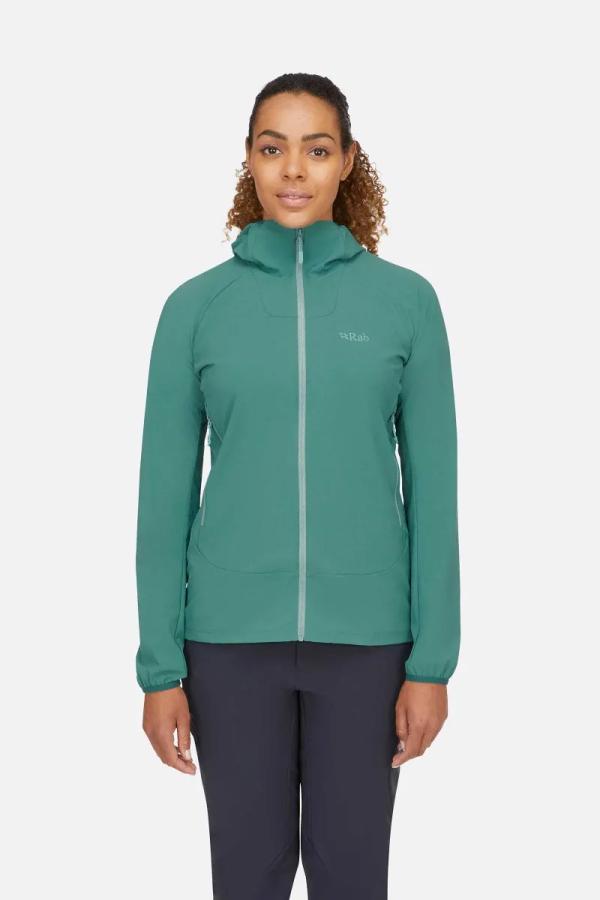 Rab Lekka kurtka softshell damska Borealis Jacket Eucalyptus (XS)