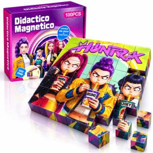KLOCKI MAGNETYCZNE HUNTRIX DUŻY ZESTAW 100 SZTUK 8 WZORÓW