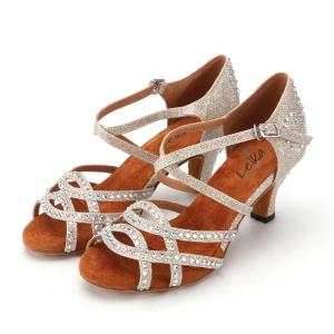 BUTY DO TAŃCA TANECZNE Z CEKINAMI SZAMPAŃSKIE 6cm 42