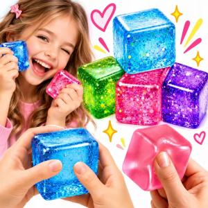 Gniotek Ice Cube Squishy Antystresowy Swirl Kostka Lodu Duża Brokatowe Hit