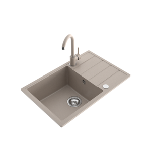 Zlewozmywak METRO 1 duża komora ociekacz 68 x 44 cm bateria "U" pure sand