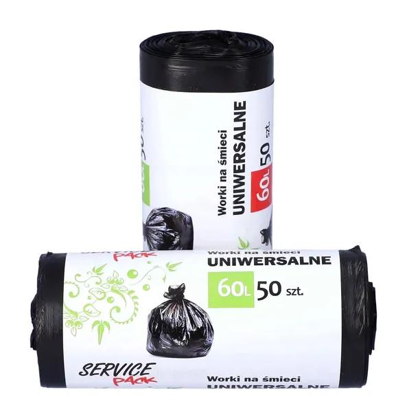 Worki na Śmieci Uniwersalne Mocne 60L 50szt Czarne