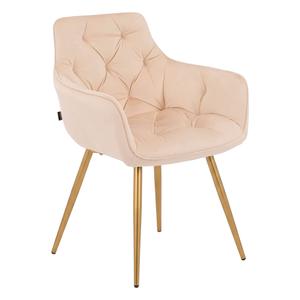 Krzesło tapicerowane DC-0082-3 | Jasny beż | Nogi złote | OUTLET