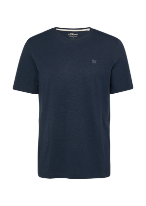 T-shirt o fakturze przędzy płomieniowej z logo
