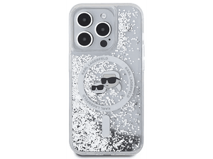 Etui KARL LAGERFELD Hardcase Liquid Glitter Choupette Magsafe do iPhone 16 Pro Przezroczysty