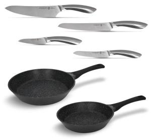 Zestaw patelni 2 el. Black Stone Zwieger + zestaw noży 4 el. Black Stone