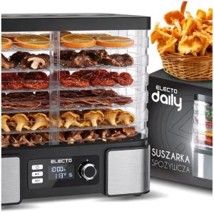 SUSZARKA DO GRZYBÓW OWOCÓW WARZYW DUŻA 15L TIMER TERMOOBIEG 500W + 6 SIT