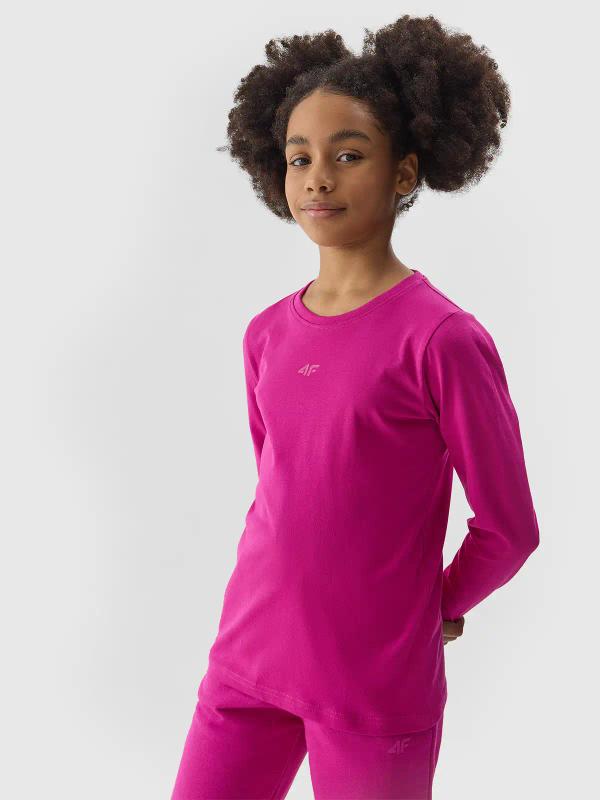 4F Longsleeve dziewczęcy F212 różowy (122)