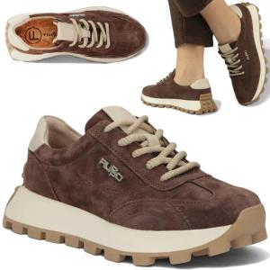 Sneakersy Damskie SKÓRZANE FILIPPO Wiązane Półbuty na Platformie Brązowe 39