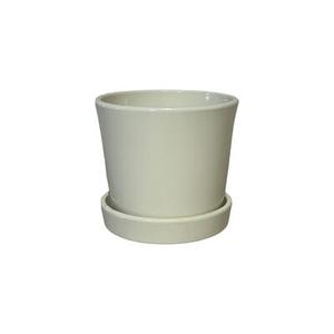 Doniczka Stożek z podstawką 22,5 cm ceramiczna kremowa