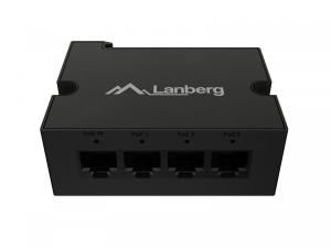 Lanberg Przełącznik Din-Fe4-At-30W 1xIn 3xOut 100MB PoE Extender Fast Ethernet Din Rail at 30W