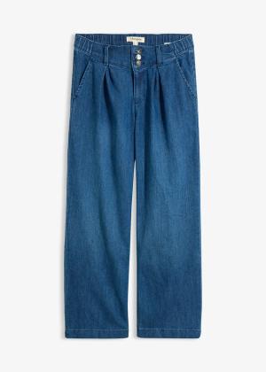 Jeansy wide leg, high waist z wygodną talią