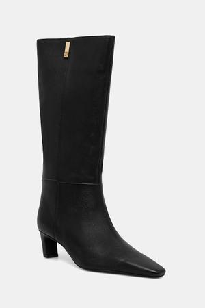 Tommy Hilfiger kozaki skórzane SQUARE TOE KITTEN LONG