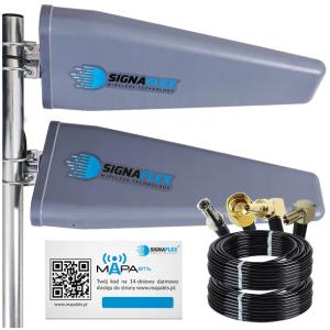 ANTENA ZEWNĘTRZNA DUAL TELEFON INTERNET GSM 2G 3G 4G LTE 46dBi ZTE HUAWEI