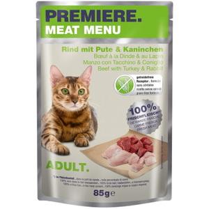 PREMIERE Meat Menu Adult Wolowina, indyk, królik 48x85 g