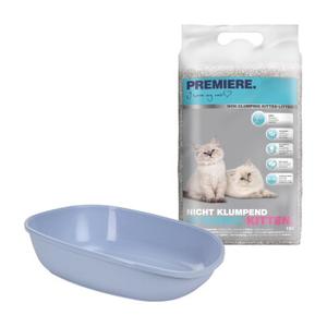 AniOne Junior Zestaw PREMIERE Żwirek dla kociąt higieniczny 12 l + AniOne Junior Toaleta otwarta Niebieski