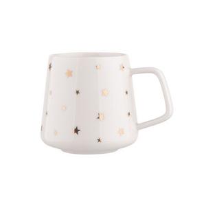 Kubek 370 ml biały w złote gwiazdki